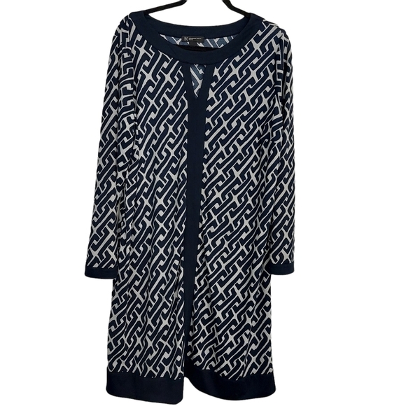 INC International Concepts Dress Women Plus Size 1X Blue Geometric Knee Length. - Picture 1 of 9